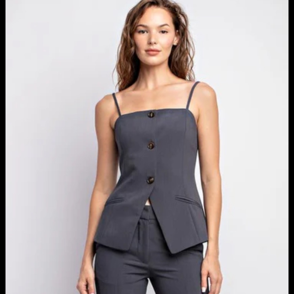 Elegant Gray Women's Vest & matching pants set